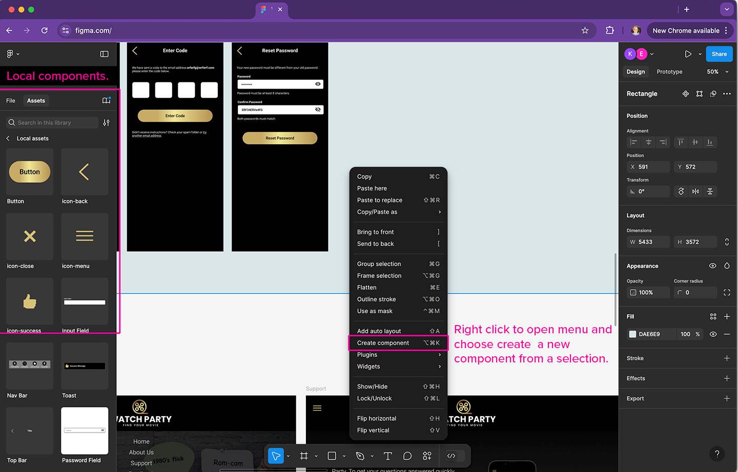 Creating a component in Figma